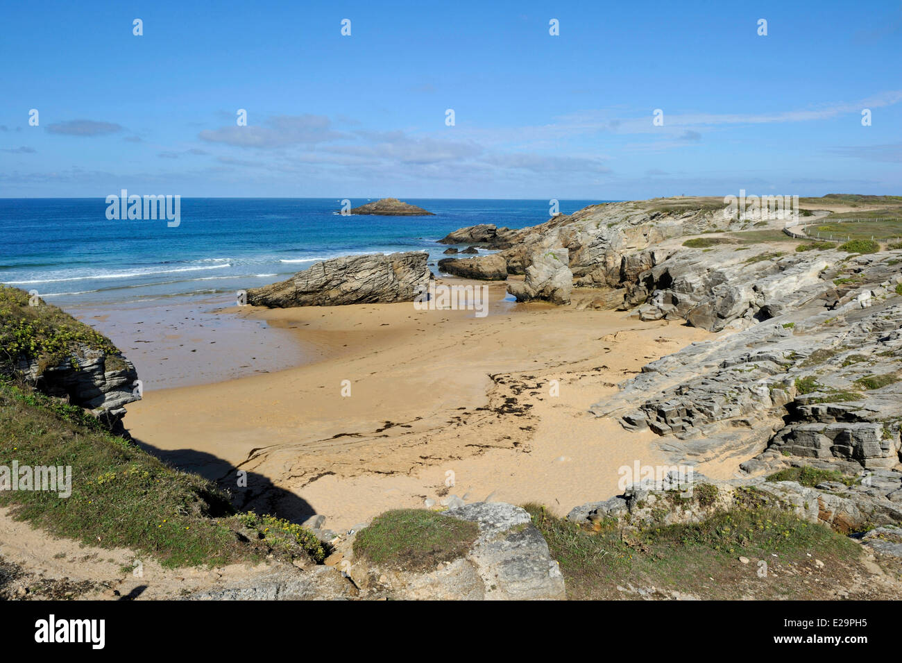 Francia, Morbihan, Cote Sauvage (Wild Coast), Presqu'ile de Quiberon (penisola di Quiberon) Foto Stock