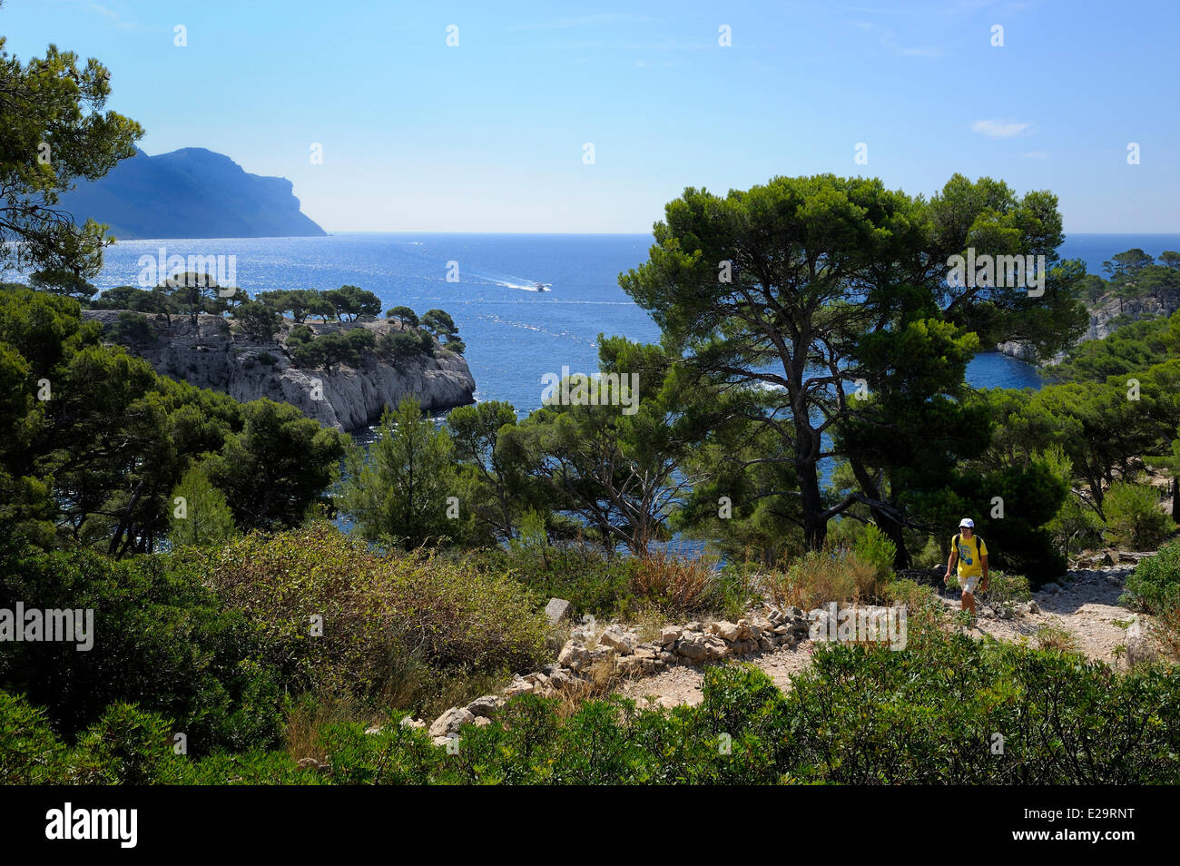Francia, Bouches du Rhone, Cassis, penisola di porto miou e le scogliere di Cap Canaille in background Foto Stock