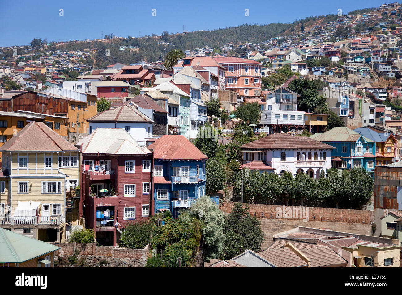 Il Cile, regione di Valparaiso, Valparaiso, centro storico elencati come patrimonio mondiale dall' UNESCO Foto Stock