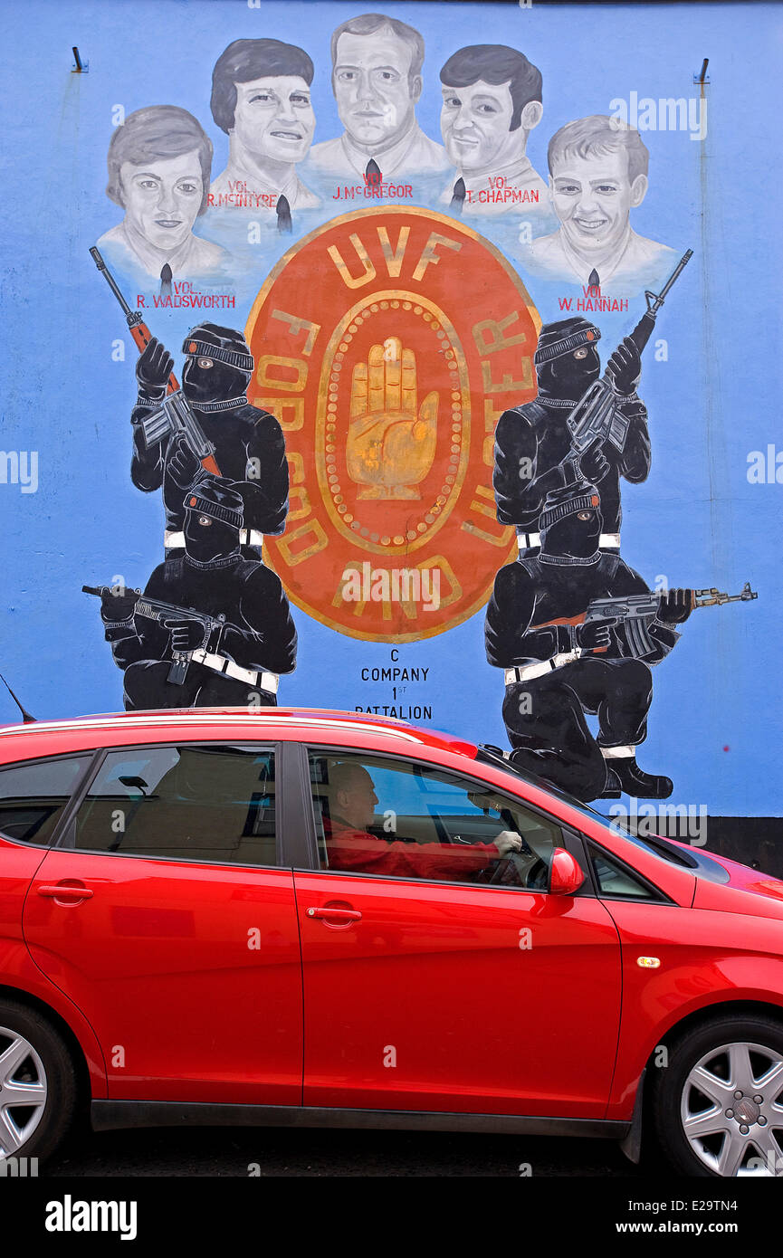 Regno Unito e Irlanda del Nord, Belfast, murales lealisti nell'area di Shankill Foto Stock