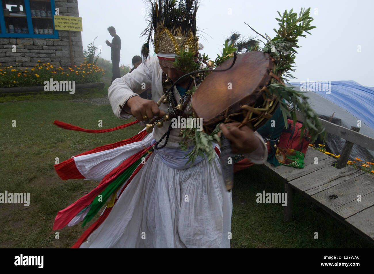 Il Nepal, zona di Bagmati, Langtang Lirung Mountain Range, Trisuli valley, sincretiche pellegrinaggio di Gosainkund, miscelazione Chamanism, Foto Stock