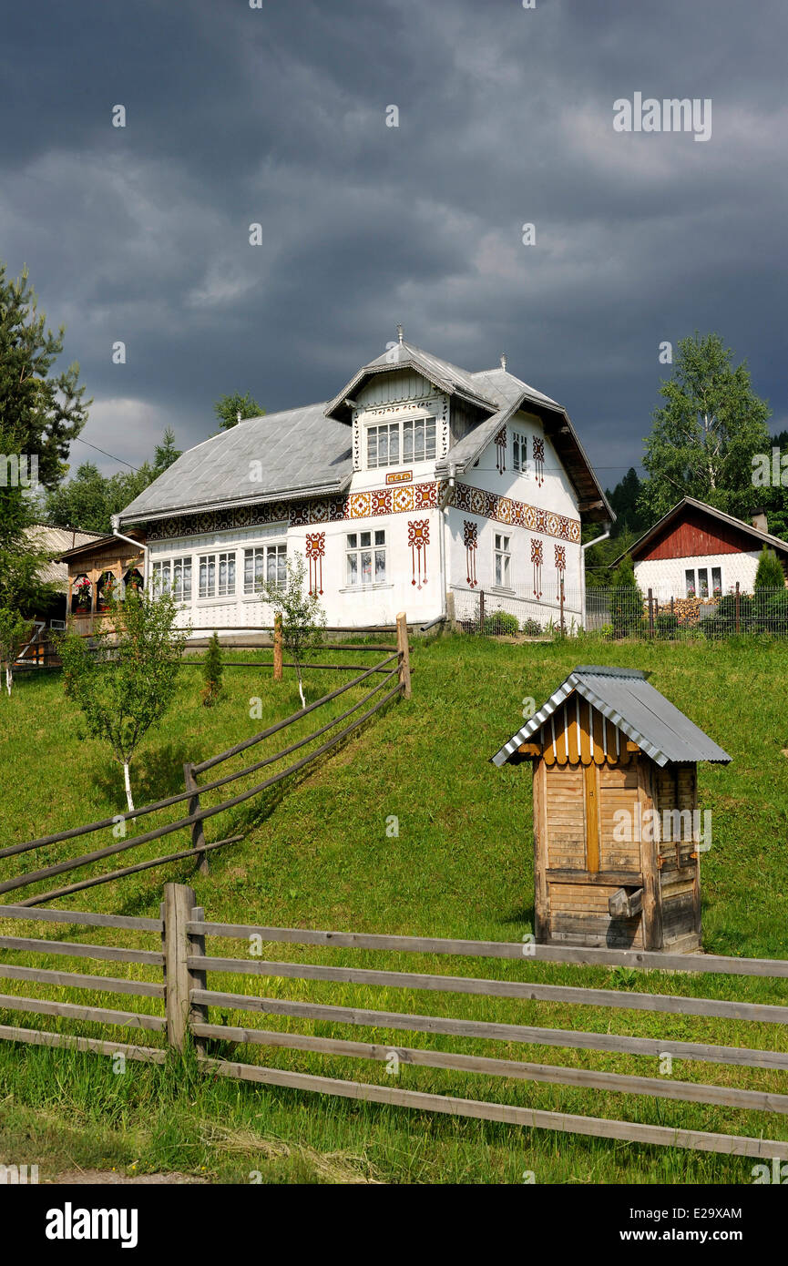 La Romania, regione di Bucovina, casa tradizionale Foto Stock