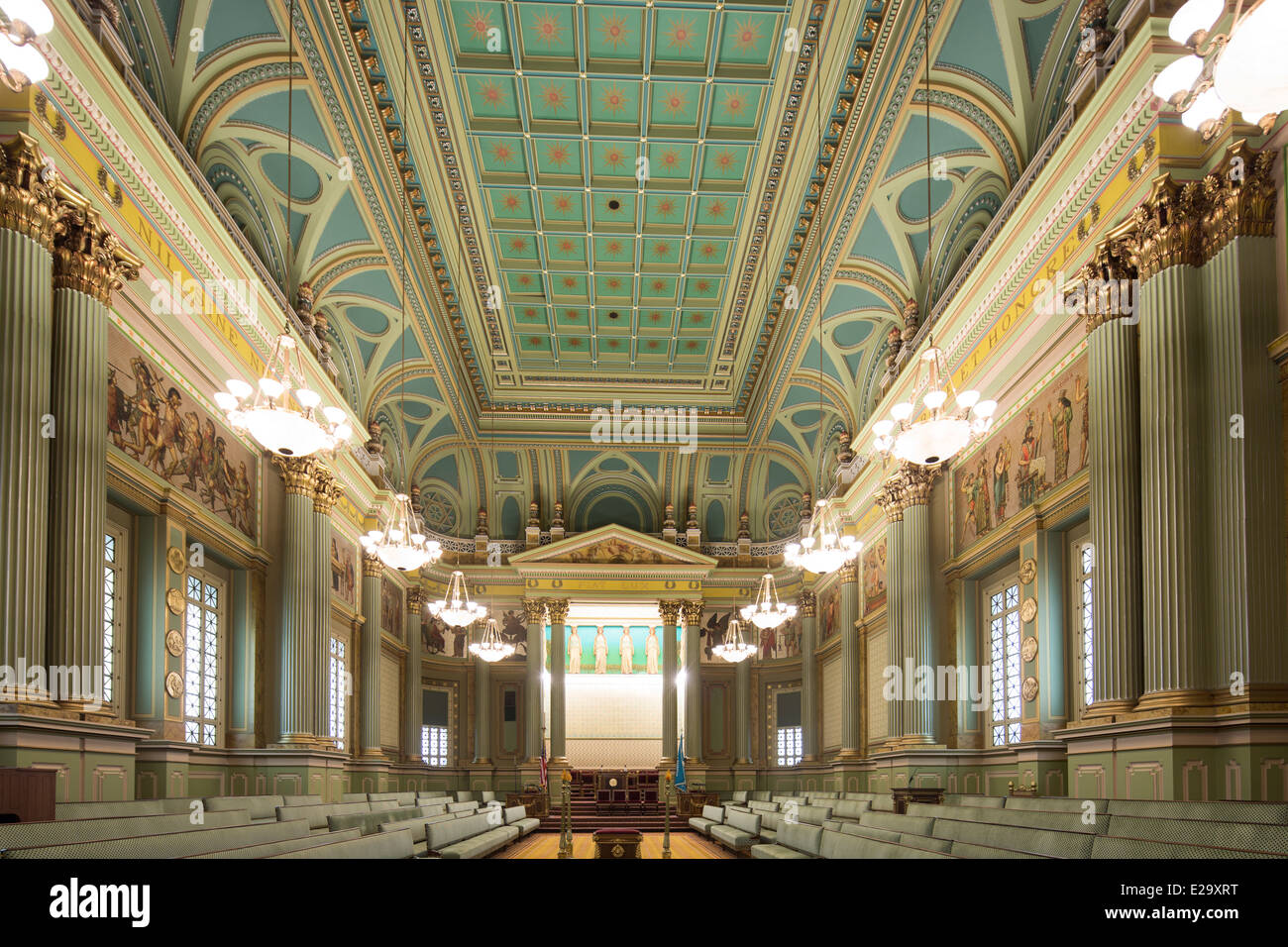 Corinthian Hall, il Tempio Massonico, Philadelphia, Pennsylvania, STATI UNITI D'AMERICA Foto Stock