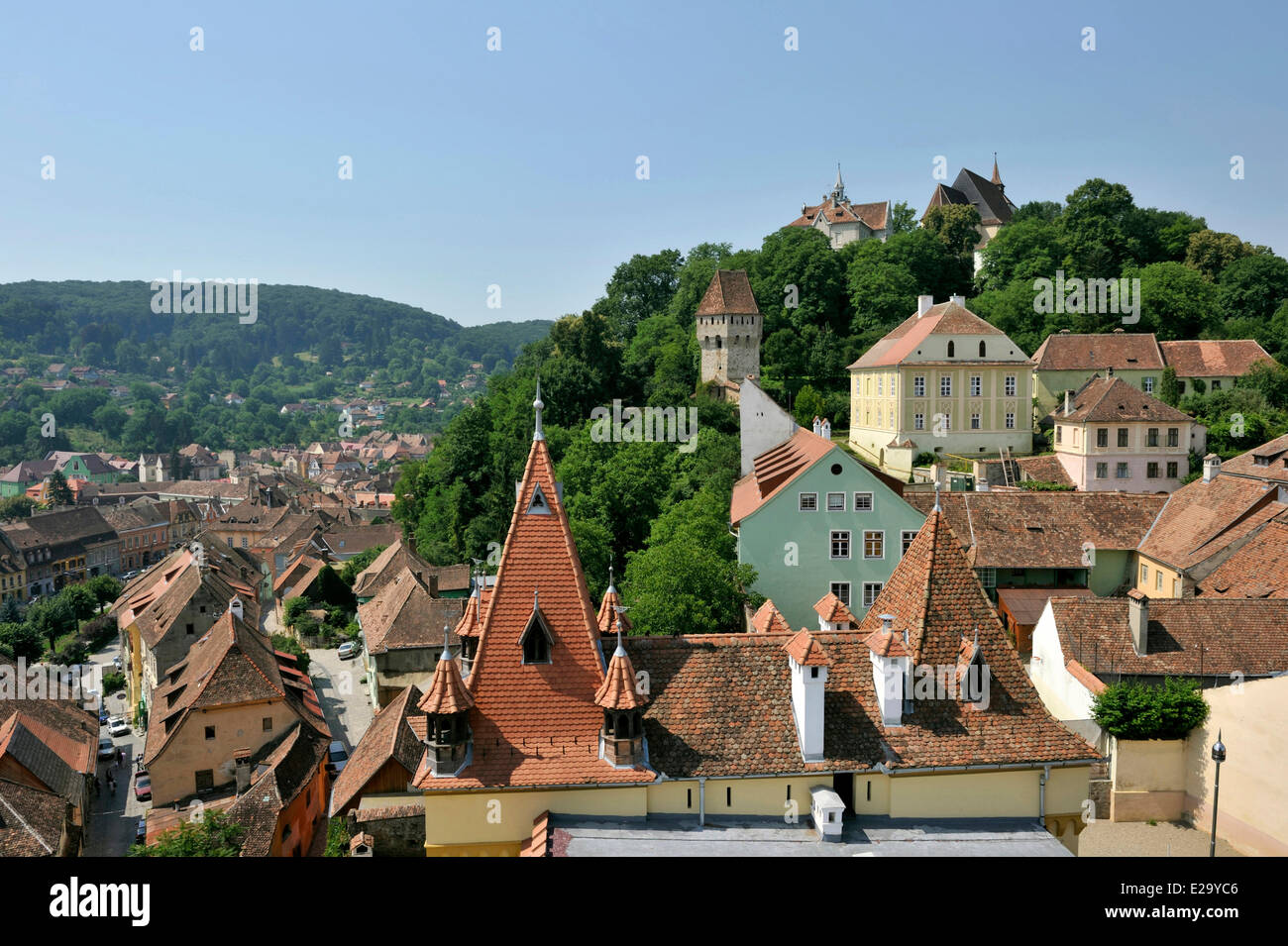 La Romania, Transilvania, Sighisoara, uno dei sette sassone città fortificata in Transilvania, classificato come patrimonio mondiale dall' UNESCO Foto Stock