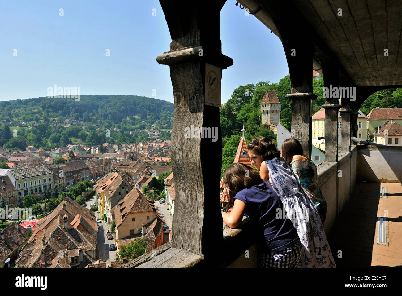 La Romania, Transilvania, Sighisoara, uno dei sette sassone città fortificata in Transilvania, classificato come patrimonio mondiale dall'UNESCO, Foto Stock