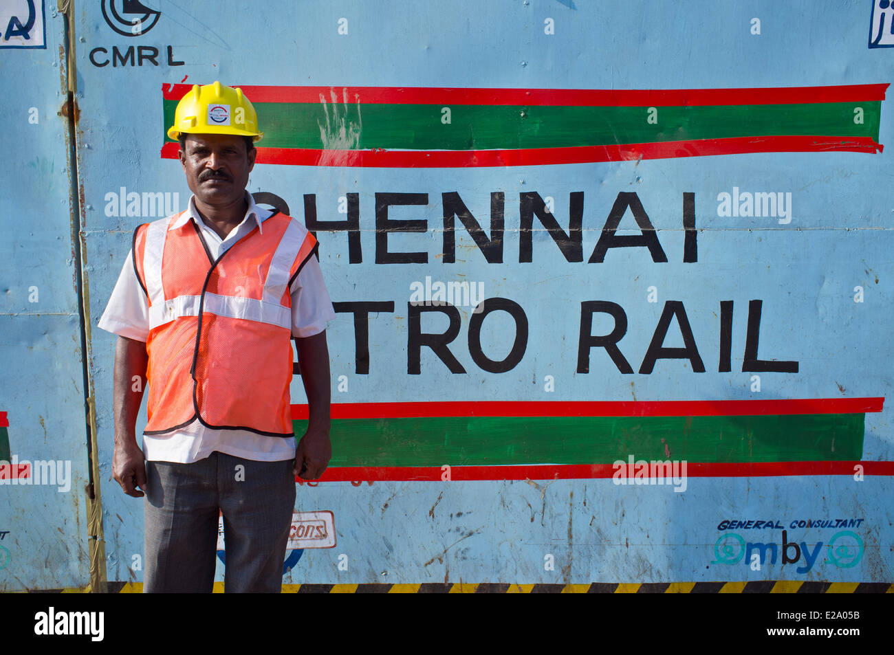 India, Tamil Nadu, Chennai (Madras), un nuovo sistema di metropolitana è in costruzione e sarà aperto tra il 2013 e il 2015 Foto Stock