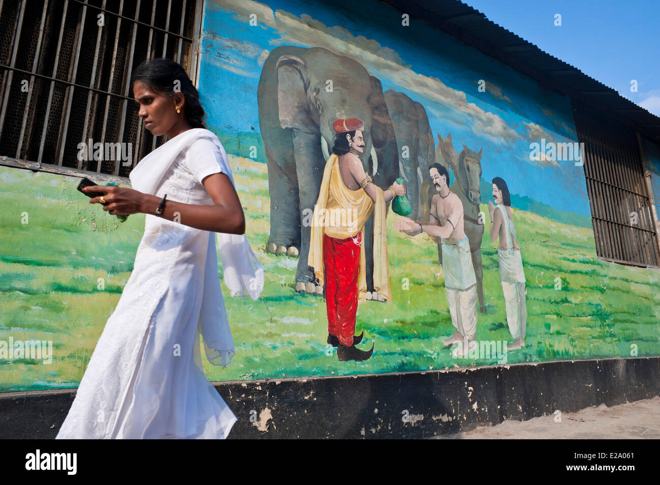 India, Tamil Nadu, Chennai (Madras), molti dipinti murali che adornano le strade di Chennai Foto Stock