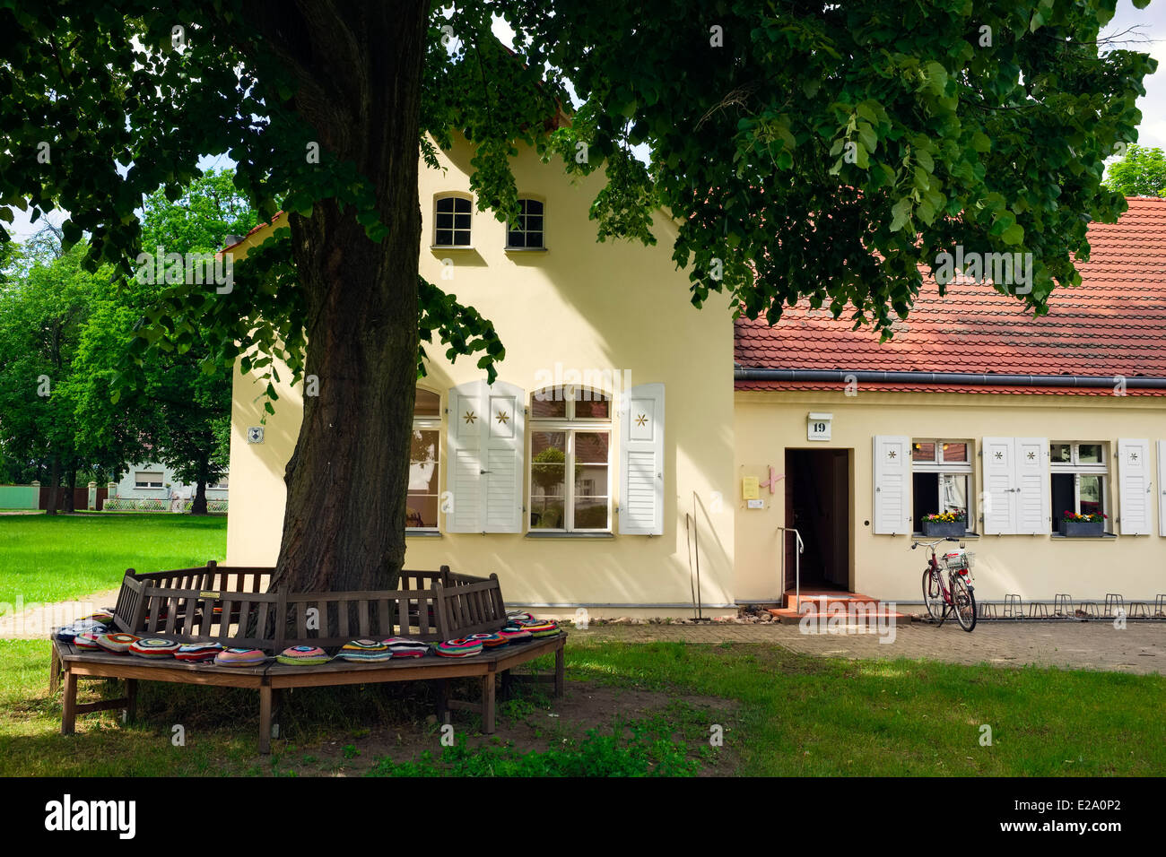 Centro comunitario, Saalow, Brandeburgo, Germania Foto Stock
