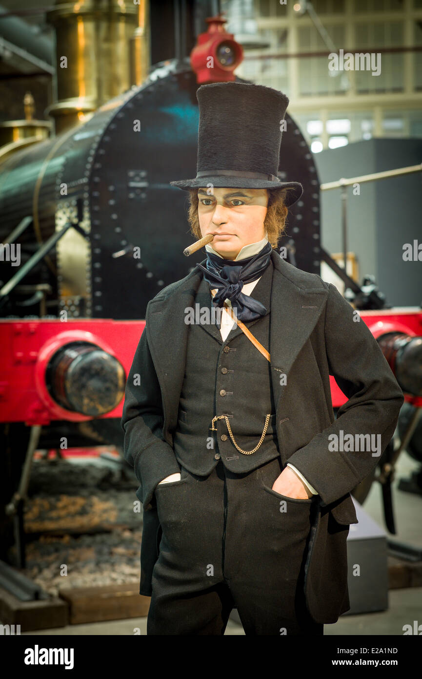 Isambard Kingdom Brunel nel vapore museo della Great Western Railway che egli fondò Foto Stock