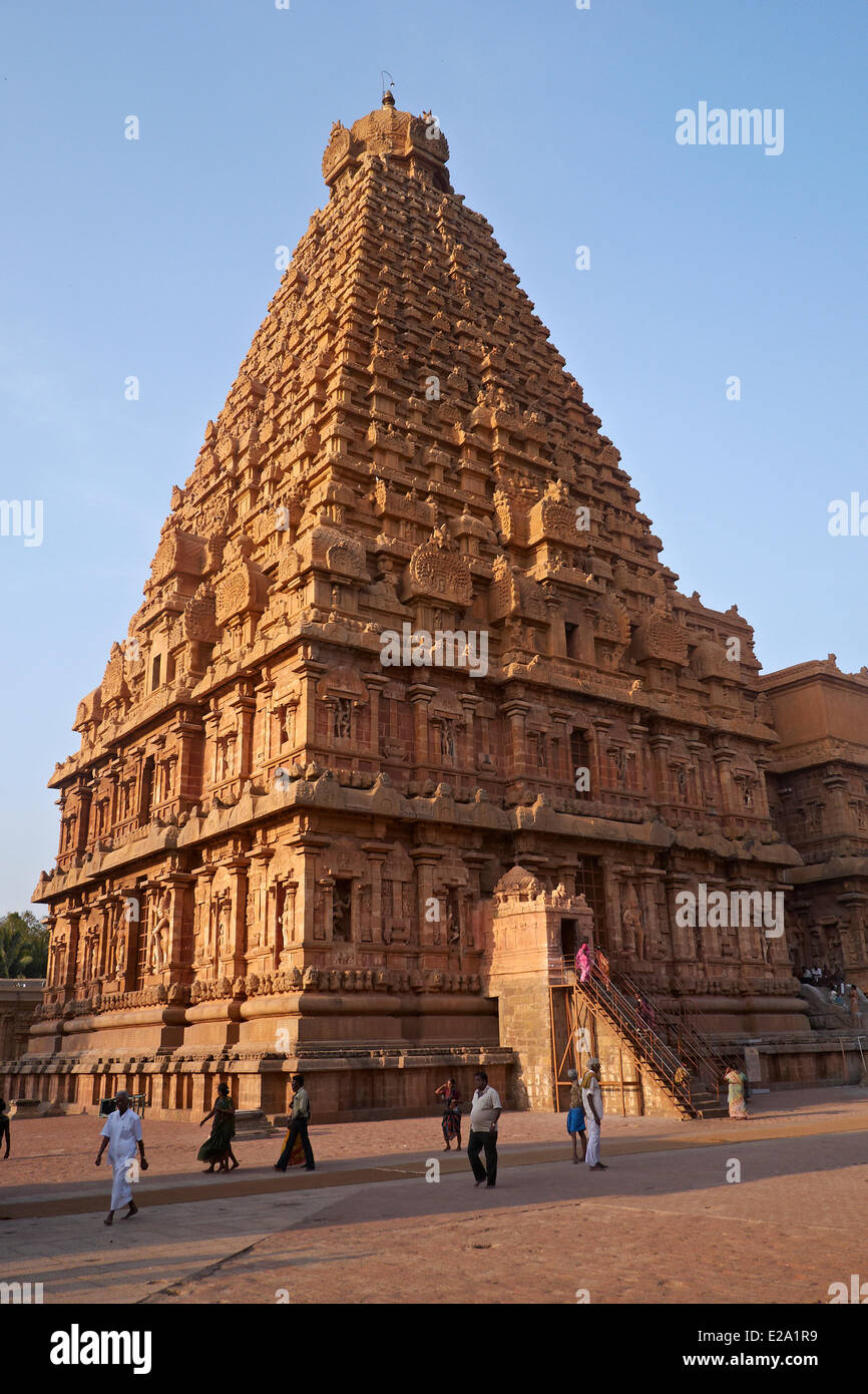 India, Tamil Nadu, Tanjore (Thanjavur), tempio Brihadishvara, classificato come patrimonio mondiale dall' UNESCO Foto Stock