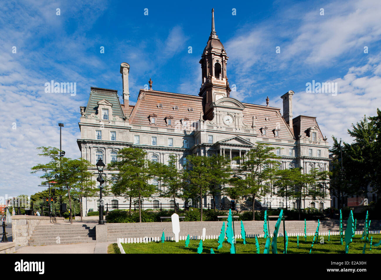 Canada, Provincia di Quebec, Montreal City Hall e il suo nuovo tetto di rame Foto Stock