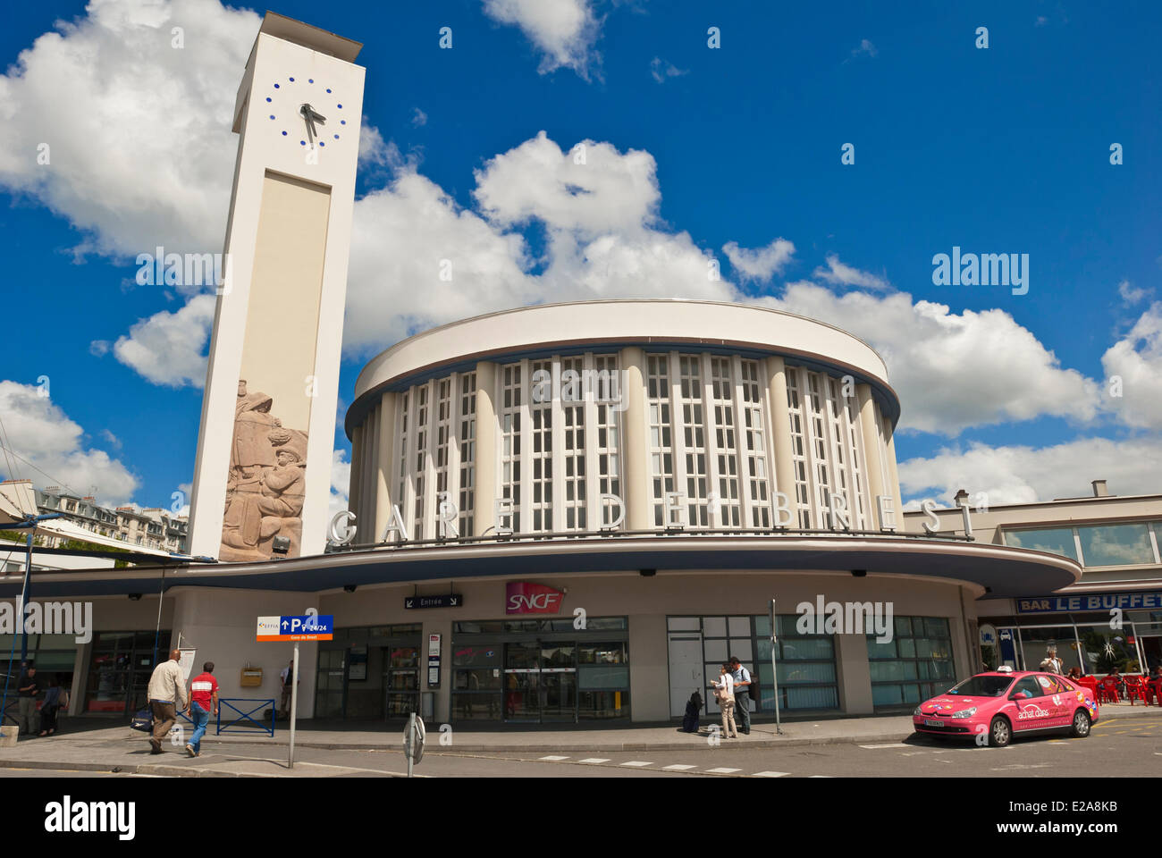 Francia, Finisterre, Brest, stazione ferroviaria, costruito nel 1936 da Urbain Cassan e 37 in stile Art Deco Foto Stock