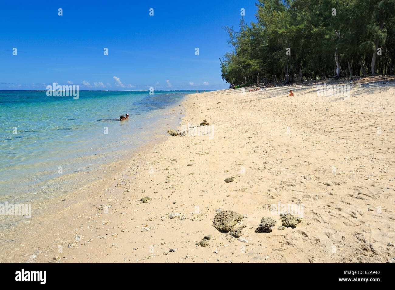 Francia, Ile de la Reunion (dipartimento francese d' oltremare), costa Ovest, Saint Gilles les Bains Lagoon Beach a Ermitage les Bains Foto Stock