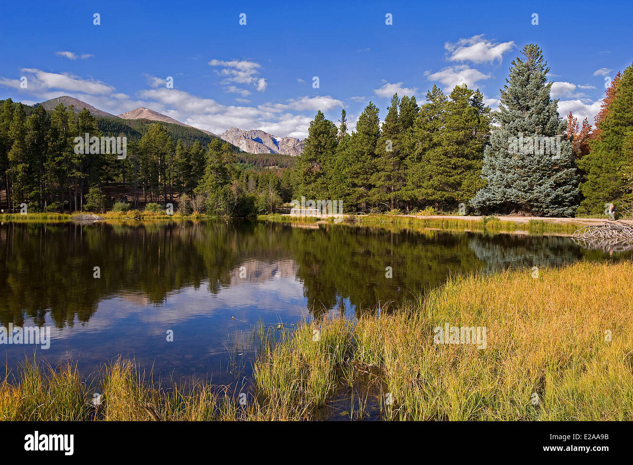 Stati Uniti, Colorado, Sprague lago nel Parco Nazionale delle Montagne Rocciose Foto Stock