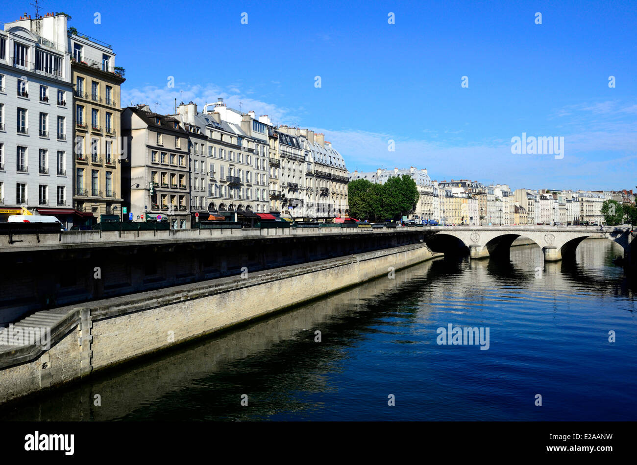 Francia, Parigi, Senna banche quotate come patrimonio mondiale dall' UNESCO, Quai Saint Michel Foto Stock