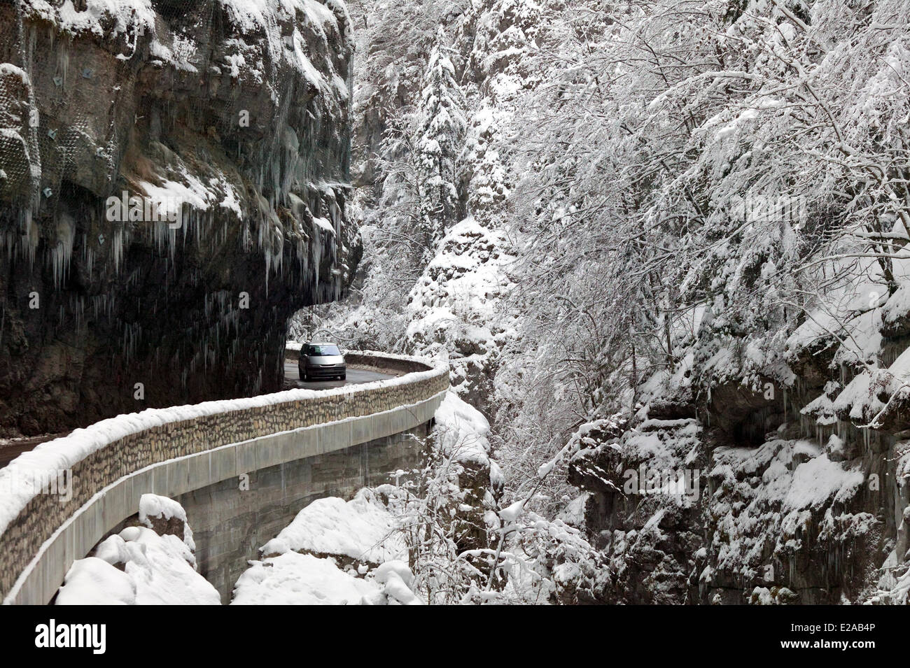 Francia, Isere, la Route des Gorges de la Bourne nel Parc Naturel Regional du Vercors (Parco Naturale Regionale del Vercors) Foto Stock