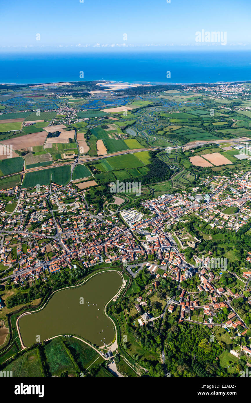 Francia, Vendee, Talmont Saint Hilaire (vista aerea) Foto Stock