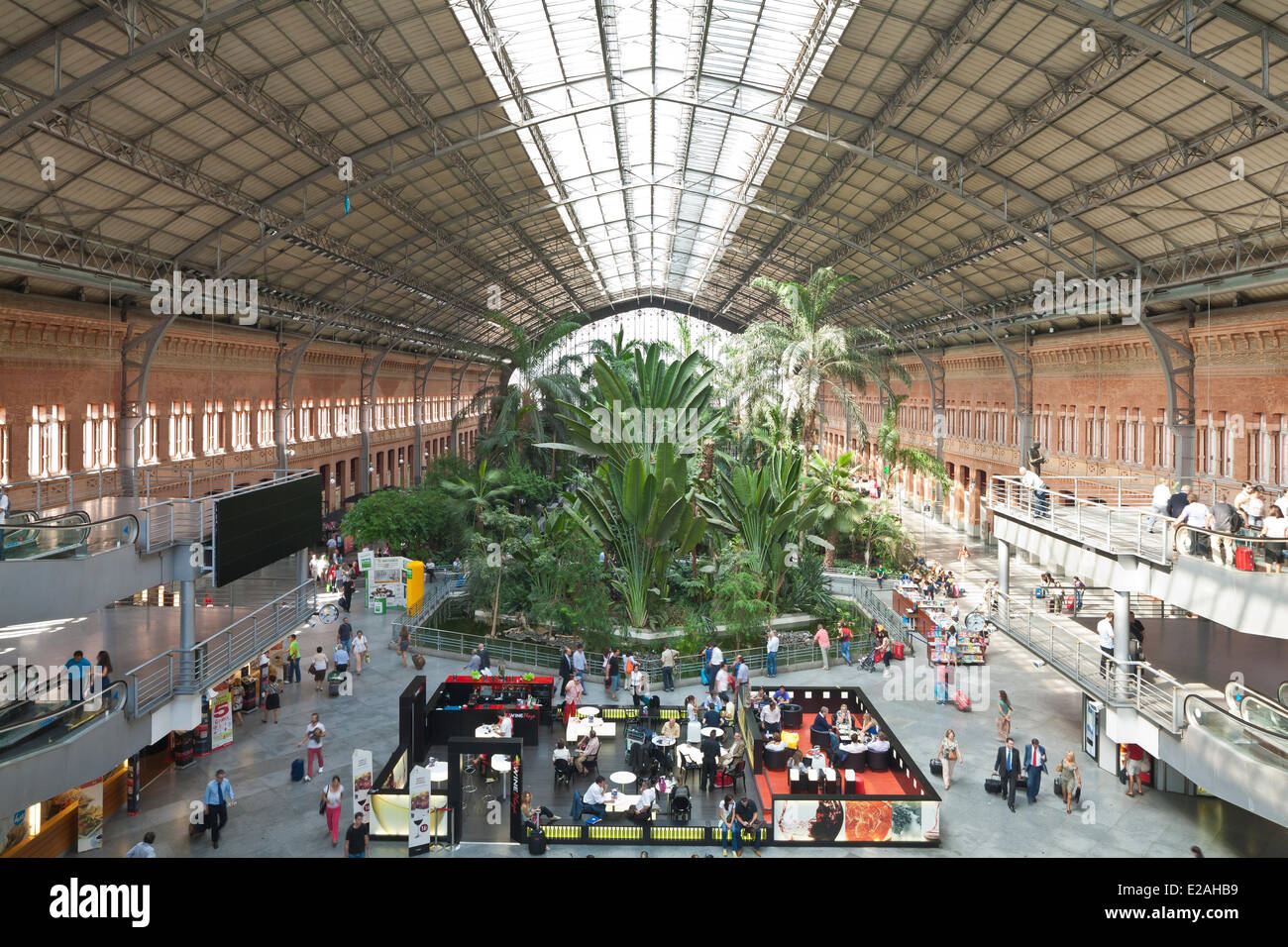 Spagna, Madrid, la stazione di Atocha del tardo XIX secolo quando nel 1992 l'architetto Raphael Moneo installa un 4000 mq Giardino con Foto Stock