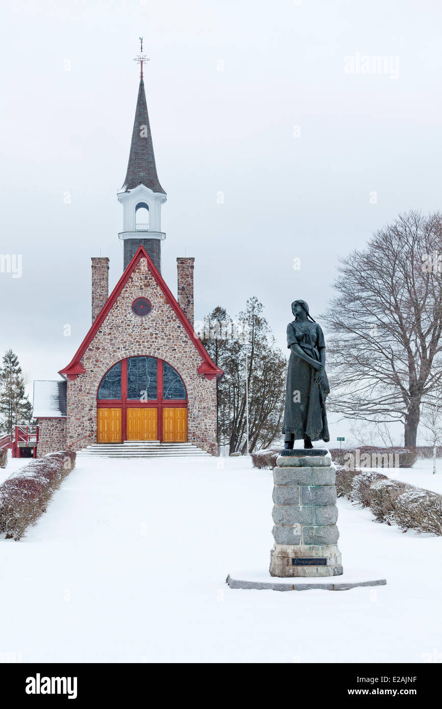 Canada, Nova Scotia, Grand Pre National Historic Site, classificato come patrimonio mondiale dall' UNESCO, chiesa sul sito dell'ex Foto Stock