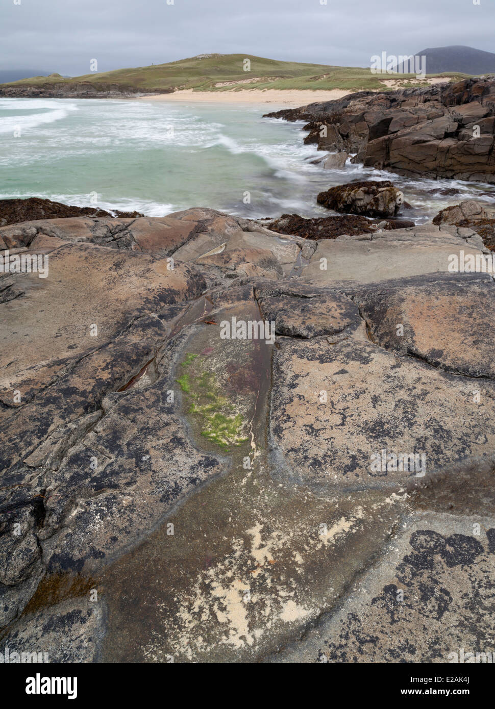 Una vista dell'Isle of Harris costa al Traigh Iar, Ebridi Esterne, Scozia Foto Stock