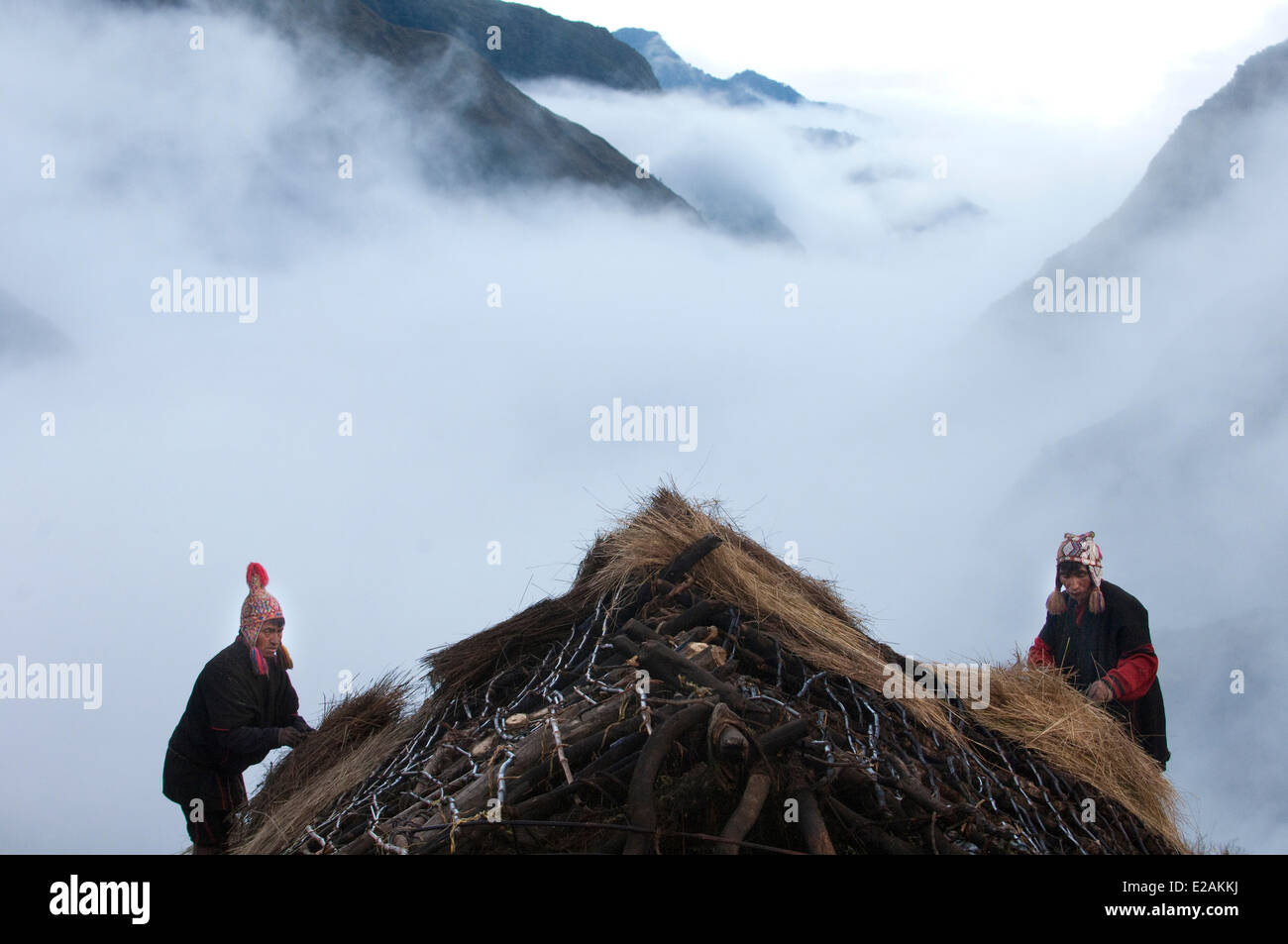 Il Perù, Carabaya Cordillera, gamma Sinakara, Provincia di Cuzco, Q'ero indigeni, la Ultimate discendenti degli Incas, Hatun Foto Stock