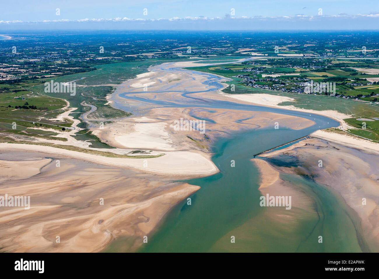 Francia, Manche, Agon Coutainville, Pointe d'Agon (vista aerea) Foto Stock