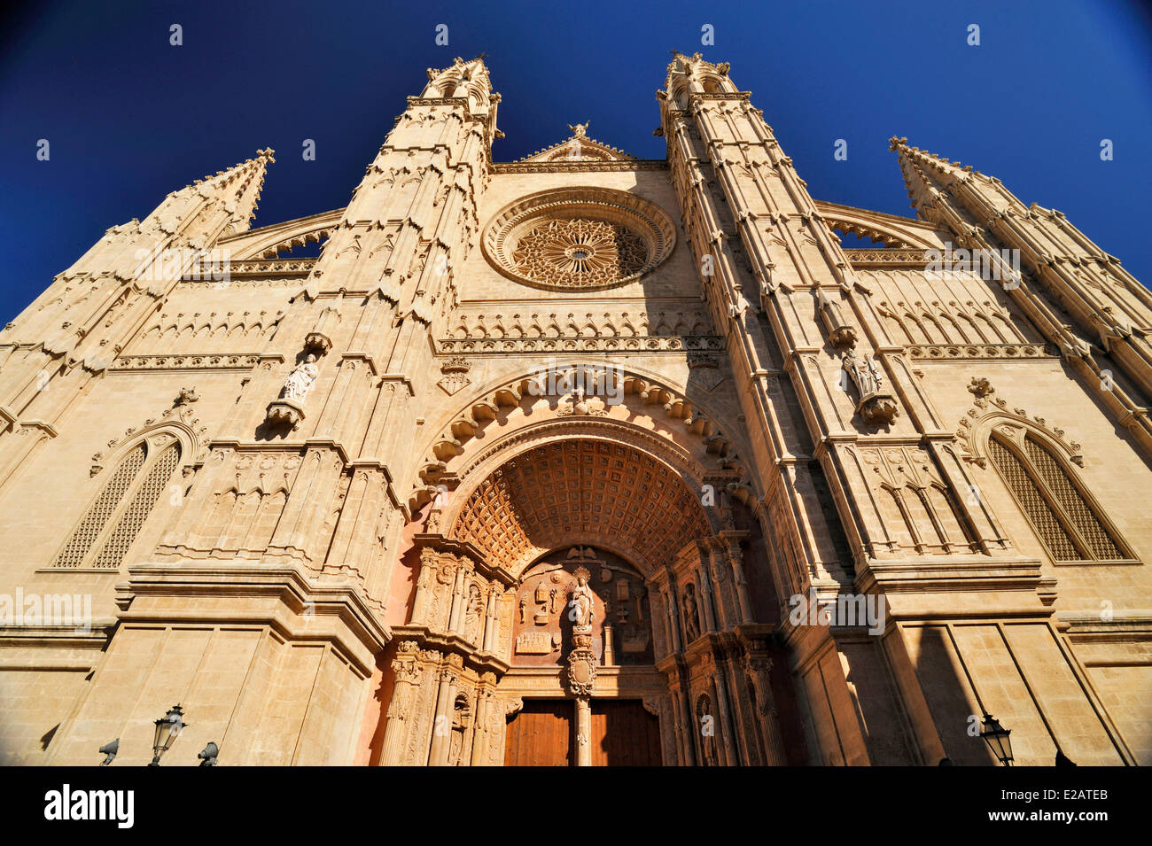 Isole Baleari Spagna, Mallorca, Palma, ingresso della Cattedrale Foto Stock