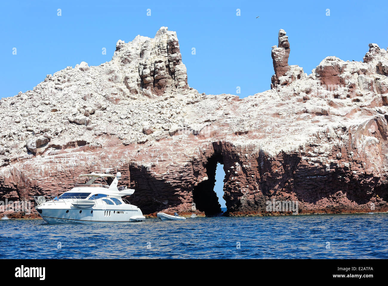 Messico, Baja California Sur Stato, Mare di Cortez, classificato come patrimonio mondiale dall' UNESCO, Los Islotes Isola Foto Stock