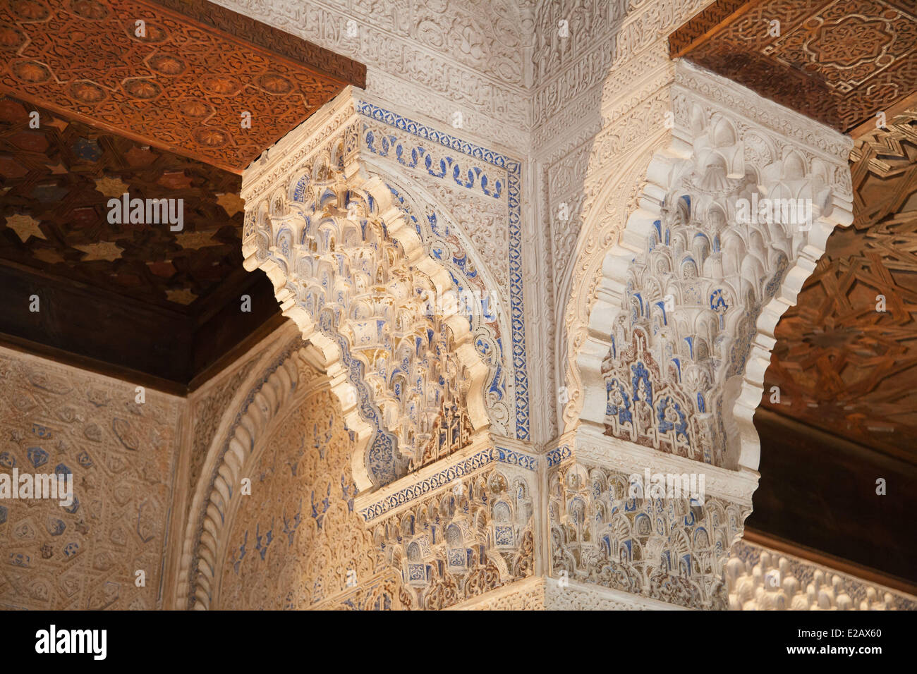 Spagna, Andalusia, Granada, centro storico sono classificati come patrimonio mondiale dall'UNESCO, la Alhambra, dettagli architettonici in Foto Stock