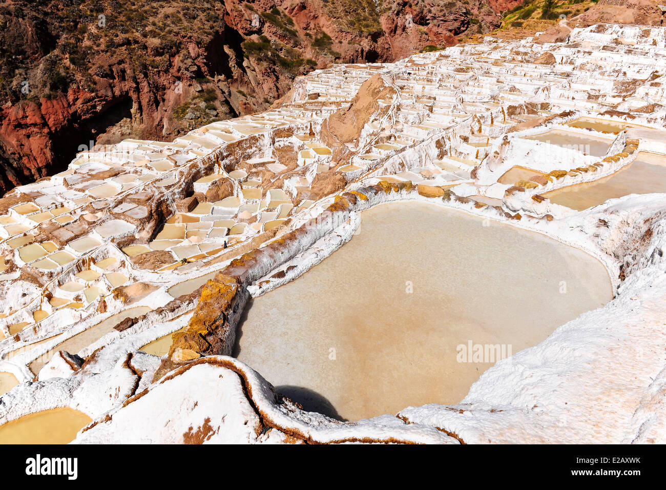 Il Perù, Provincia di Cuzco, Inca Sacred Valley, Maras saline in terrazza vicino Urubamba Foto Stock