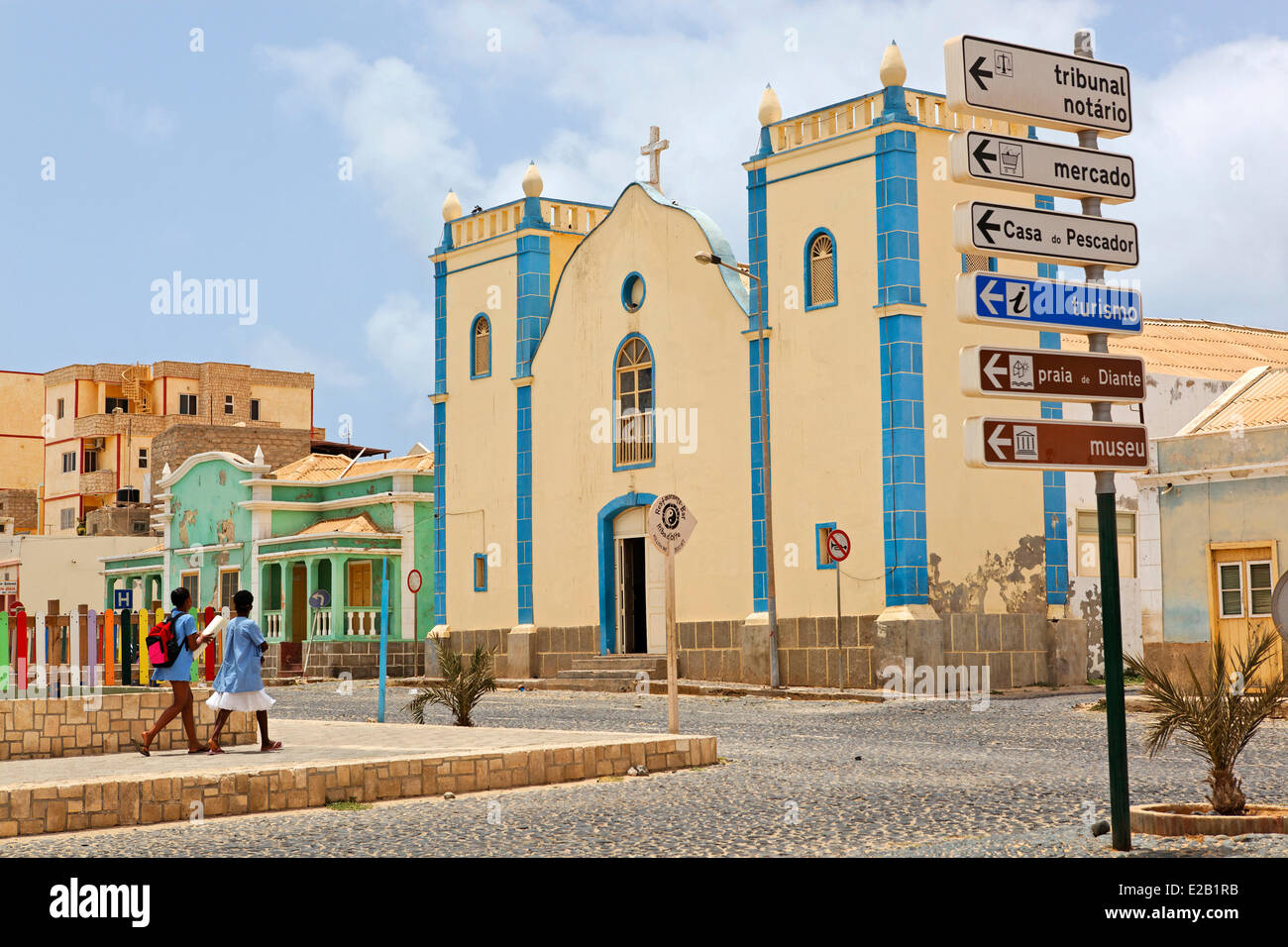 Capo Verde, Boavista, città di Sal Rei, chiesa Foto Stock