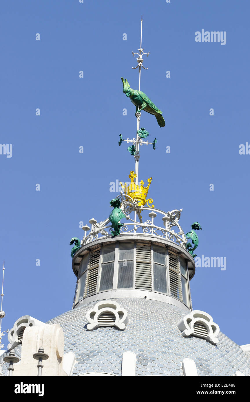 Spagna, Valencia, dome modernista Mercato Centrale Foto Stock