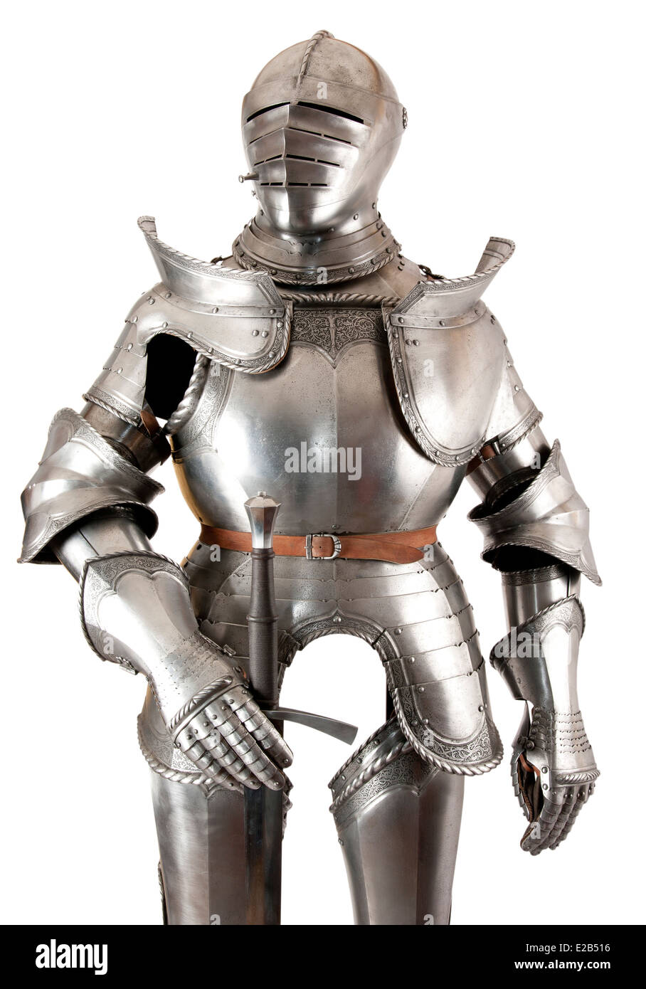 La corazza del cavaliere medievale. La protezione metallica del soldato contro l'arma dell'avversario Foto Stock