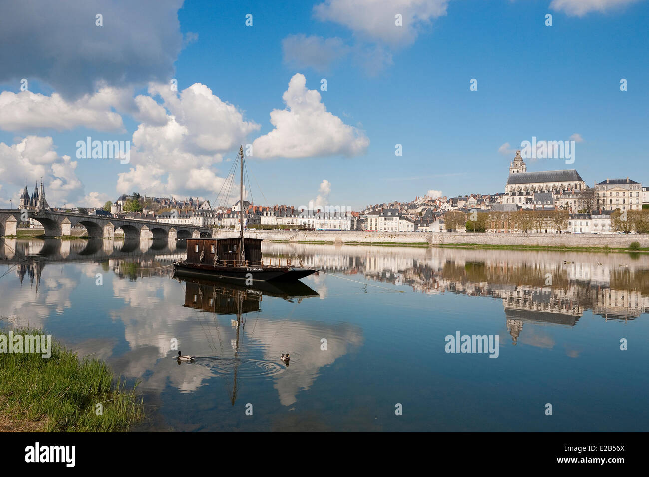 Francia, Loir et Cher, Valle della Loira, classificato come patrimonio mondiale dall' UNESCO, Blois, vista sulla città e di Pont Jacques Gabriel da Foto Stock