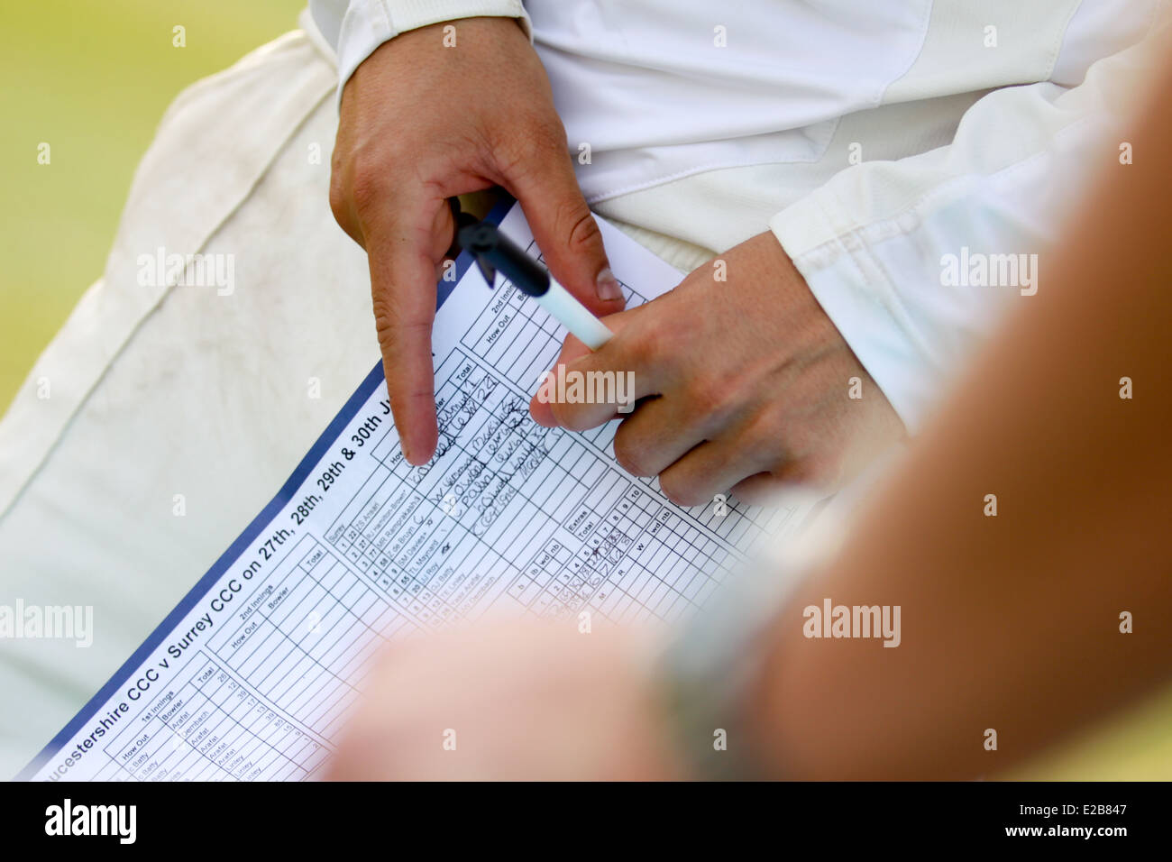 Firma a mano autografo a Cheltenham Festival di cricket Foto Stock