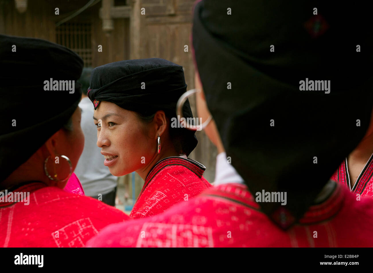 Cina, provincia di Guangxi, Longsheng, Dazhai village, rosso minoranza Yao Foto Stock