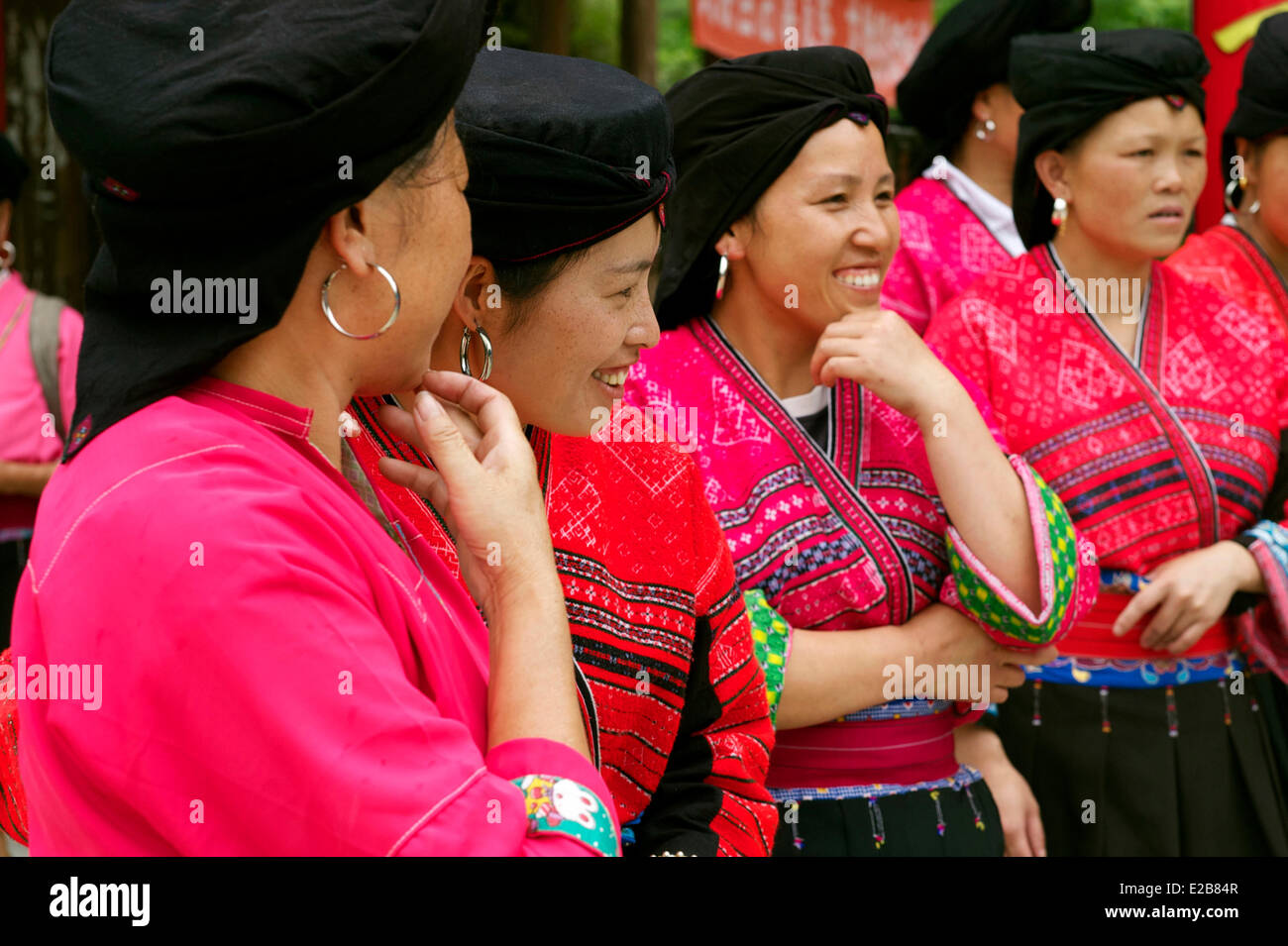 Cina, provincia di Guangxi, Longsheng, Dazhai village, rosso minoranza Yao Foto Stock