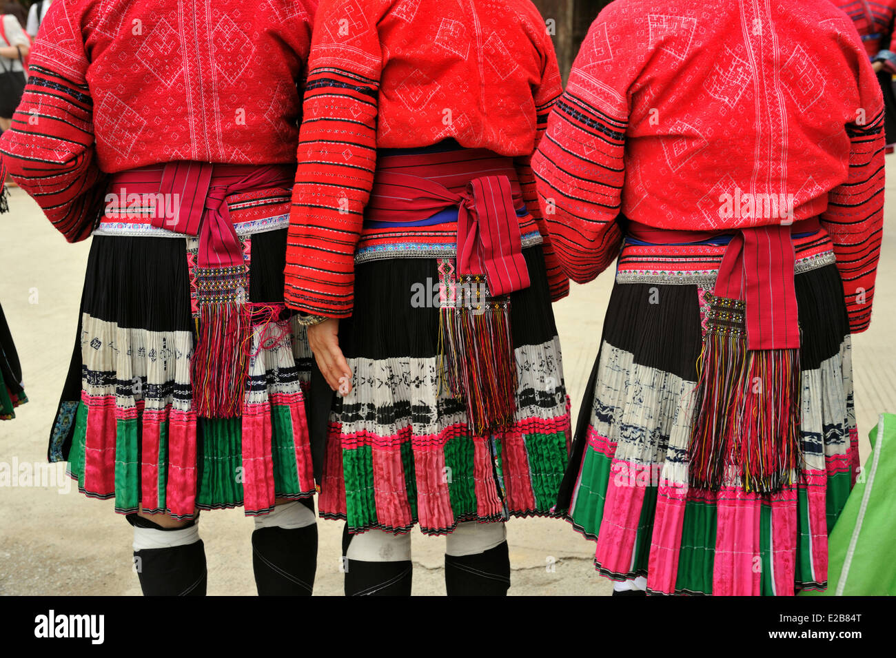 Cina, provincia di Guangxi, Longsheng, Dazhai village, rosso minoranza Yao Foto Stock