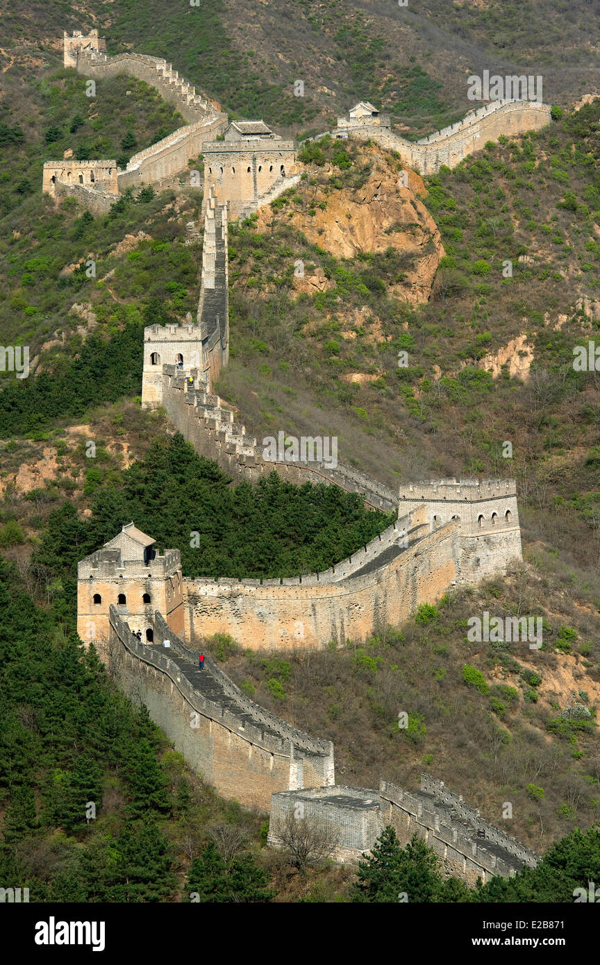 La Cina, nella provincia di Hebei, la Grande Muraglia della Cina sono classificati come patrimonio mondiale dall' UNESCO, sezione Jinshanling Foto Stock