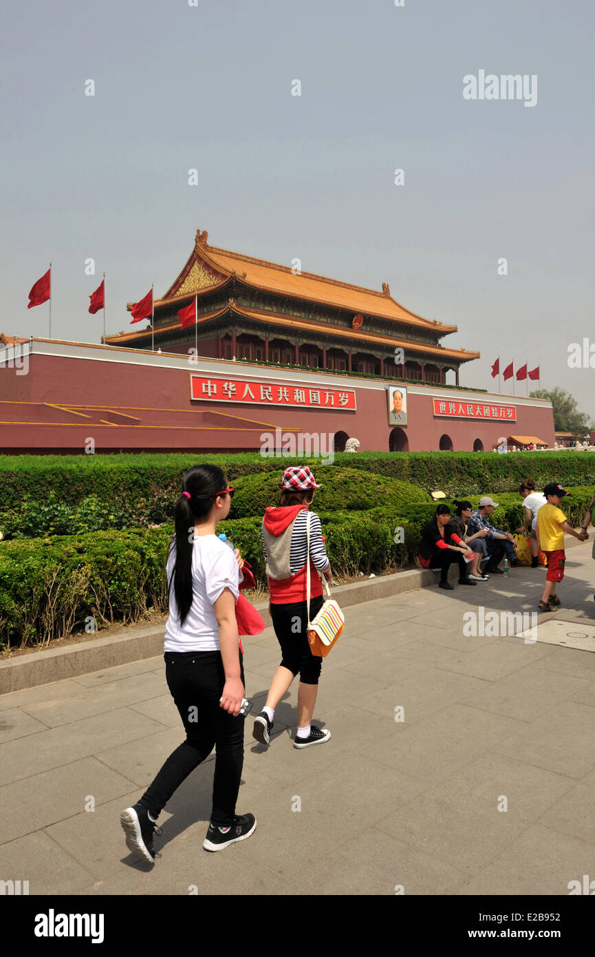 Cina, Pechino, il palazzo imperiale, la Città Proibita, classificato come patrimonio mondiale dall UNESCO, Piazza Tian'anmen porta a Piazza Tian'anmen Foto Stock