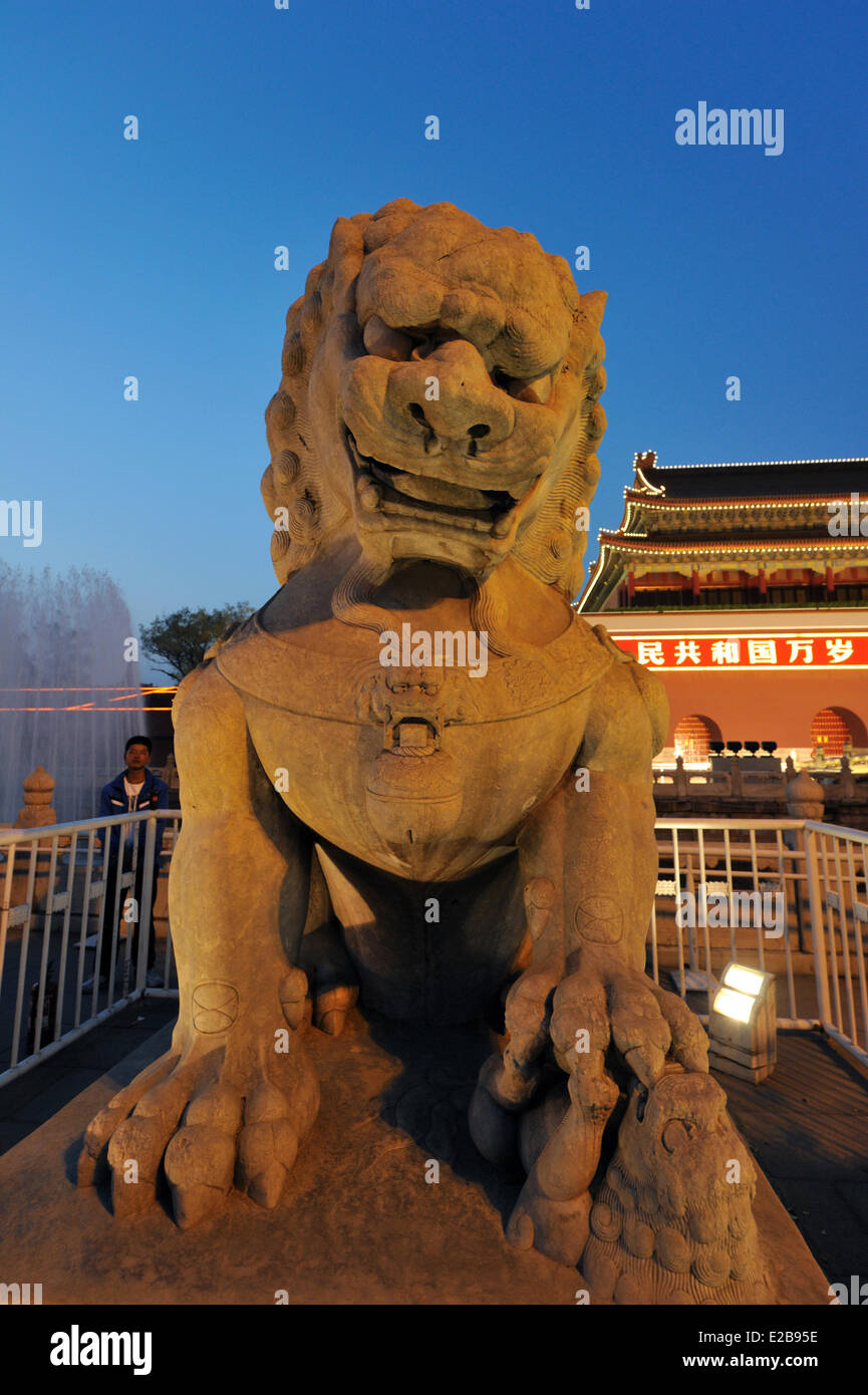 Cina, Pechino, il palazzo imperiale, la Città Proibita, classificato come patrimonio mondiale dall UNESCO, Piazza Tian'anmen porta a Piazza Tian'anmen Foto Stock