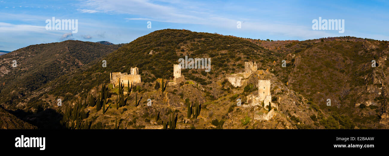 Francia, Aude, Lastours, Chateaux de Lastours (Lastours castelli) Foto Stock