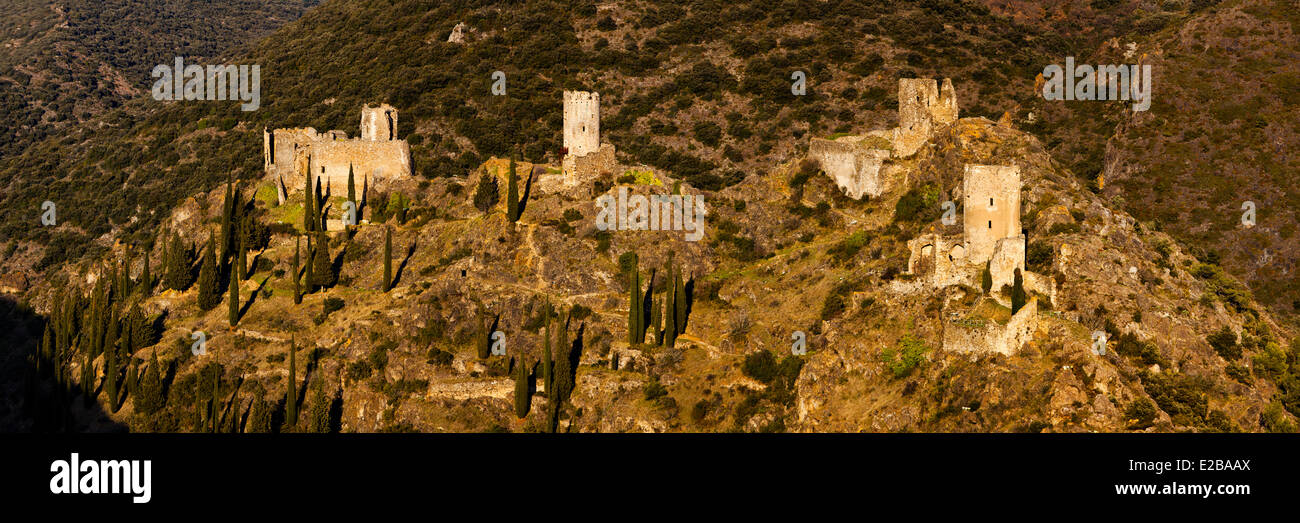 Francia, Aude, Lastours, Chateaux de Lastours (Lastours castelli) Foto Stock