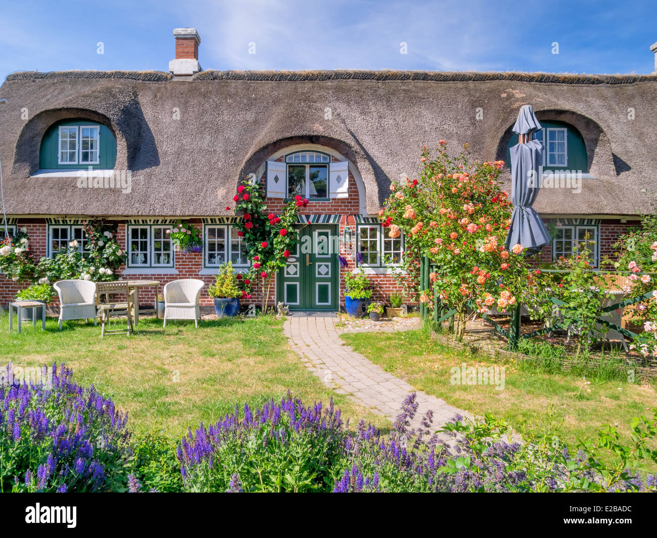 Casa Tradizionale Sonderhoe sull'isola Fanoe in Danimarca Foto Stock