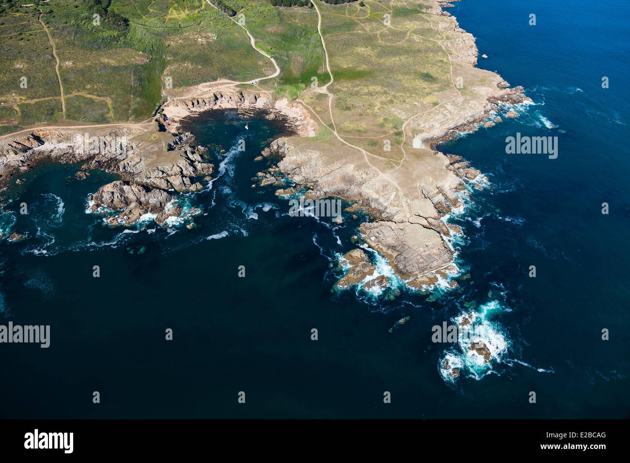 Francia, Vendee, Ile d'Yeu, Pointe de la quota (vista aerea) Foto Stock
