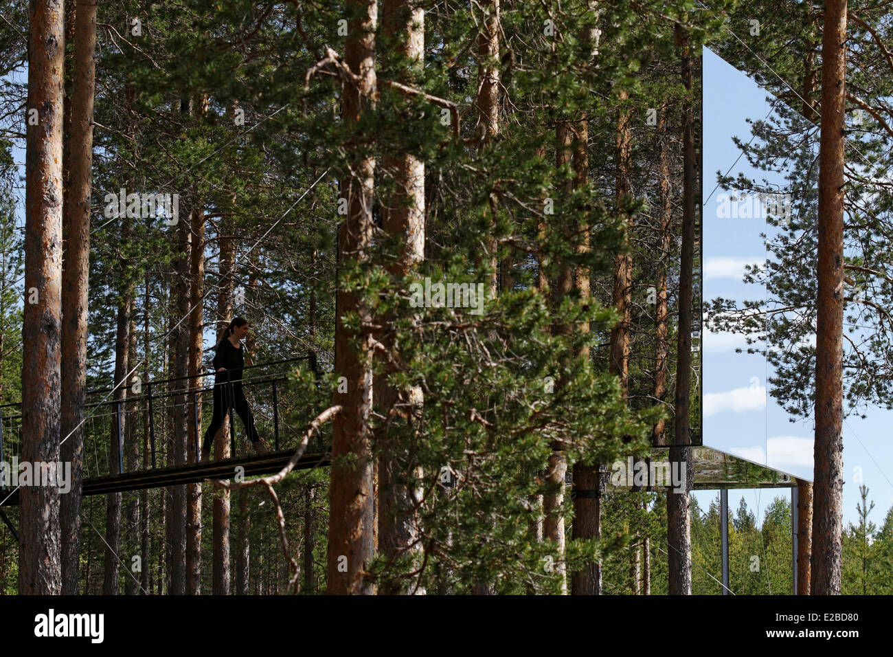 La Svezia, la Lapponia Norrbotten County, Harads, Treehotel, Cubo hut Foto Stock
