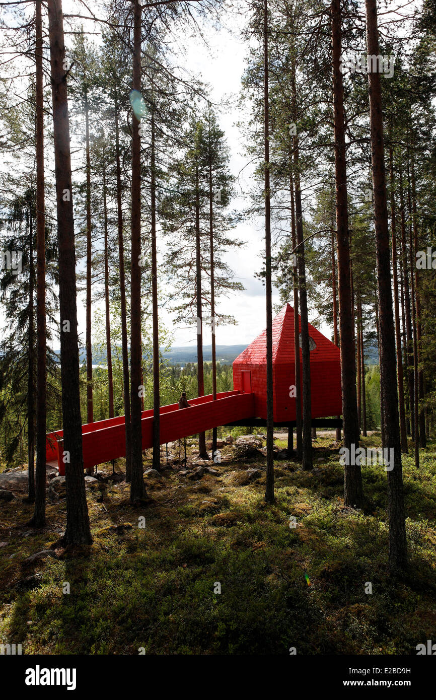 La Svezia, la Lapponia Norrbotten County, Harads, Treehotel, cono blu hut Foto Stock