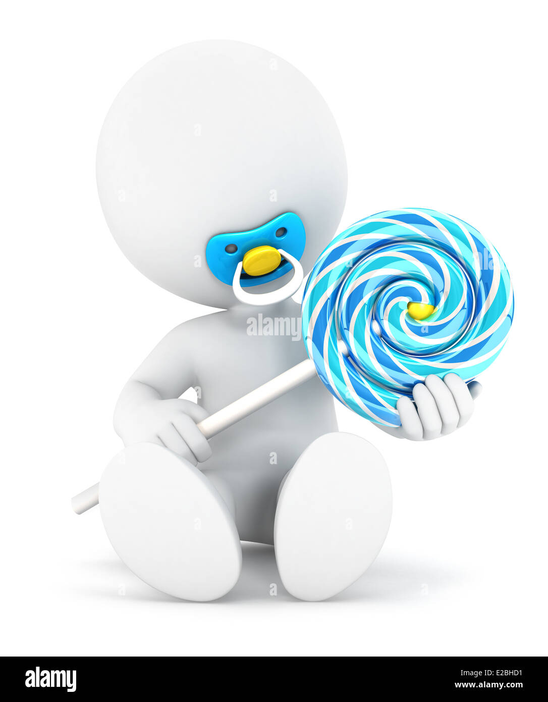 3d la gente bianca baby boy e un lecca-lecca, isolato sfondo bianco, l'immagine 3D Foto Stock