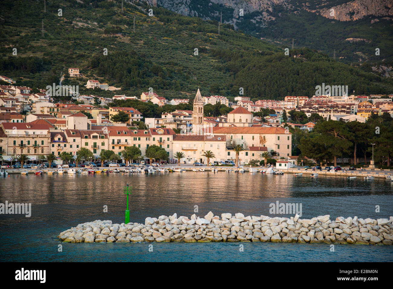 Vista di Makarska, Croazia Foto Stock