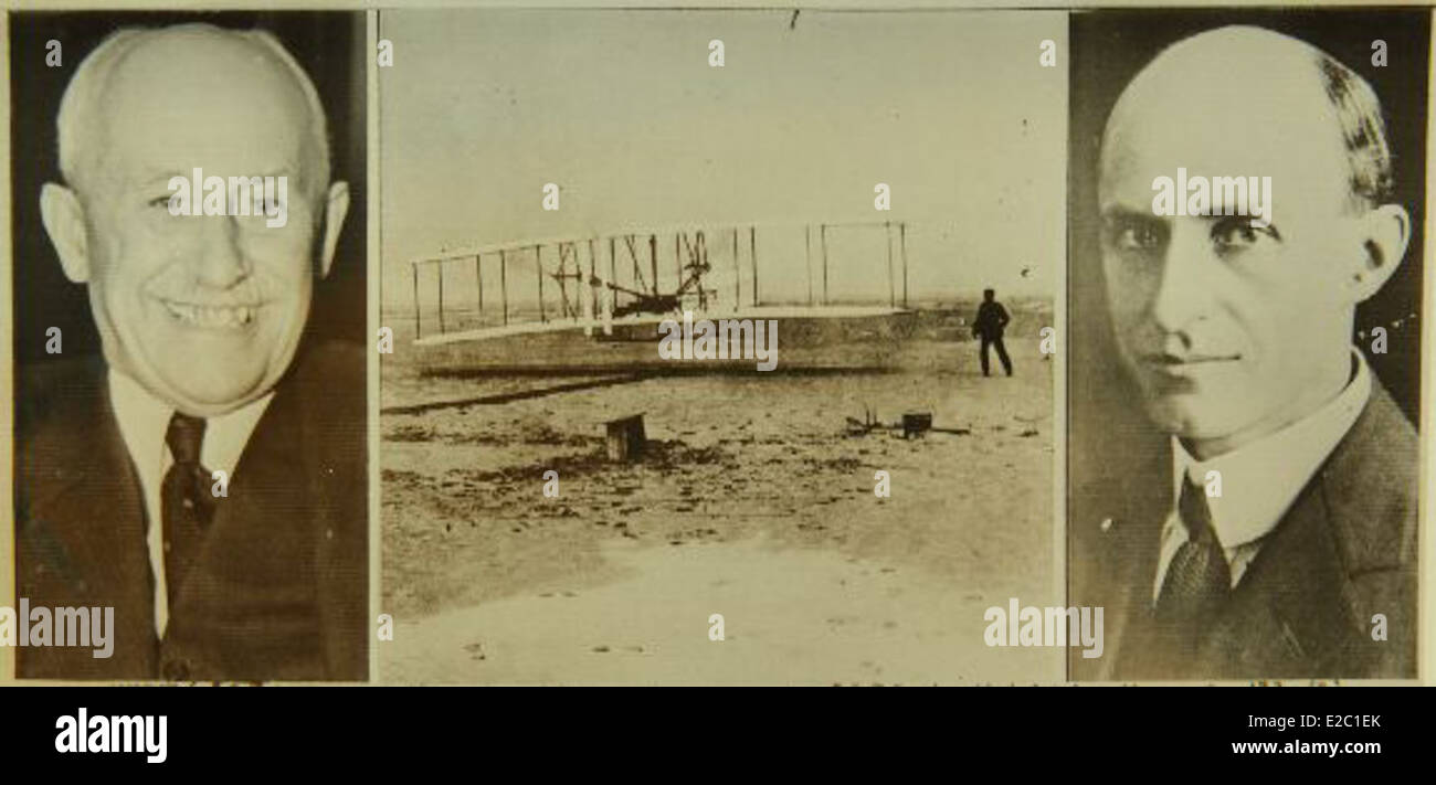 Una mostra al San Diego Air and Space Museum che mostra i contributi dei fratelli Wright all'aeronautica e al volo. Foto Stock